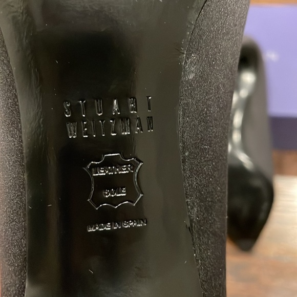 Stuart Weitzman Tipin Black Satin Pointed Toe Pump - Picture 9 of 10